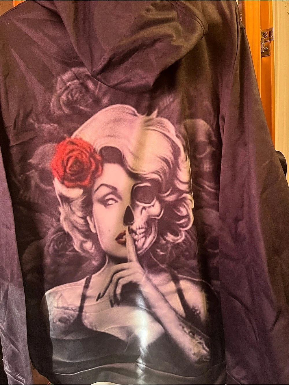 Women's Graphic hoodie Jacket in Purple & Black Like New